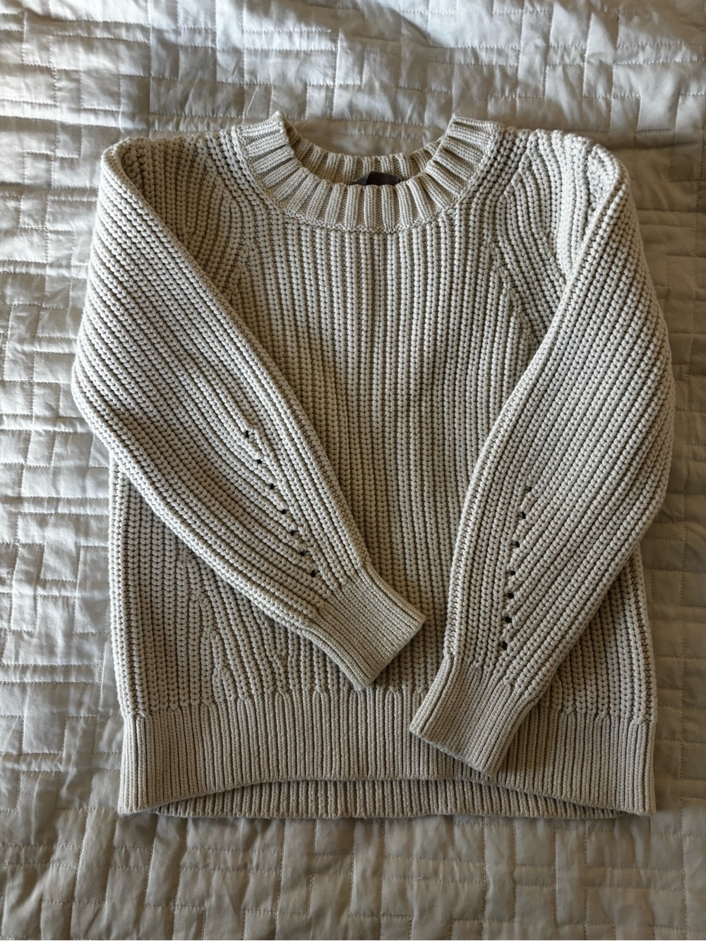 Everlane Cream Cable Knit Crewneck Sweater Sz S